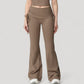 Drawstring Ruched Waist Flared Leg Pants Stretch Fabric Active Yoga Lounge Bottoms