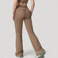 Drawstring Ruched Waist Flared Leg Pants Stretch Fabric Active Yoga Lounge Bottoms
