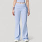 Drawstring Ruched Waist Flared Leg Pants Stretch Fabric Active Yoga Lounge Bottoms