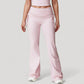 Drawstring Ruched Waist Flared Leg Pants Stretch Fabric Active Yoga Lounge Bottoms