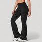 High Waist Flared Leg Stretch Pants Smooth Fabric Seamless Waistband Active Lounge Bottoms