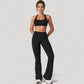High Waist Flared Leg Stretch Pants Smooth Fabric Seamless Waistband Active Lounge Bottoms