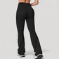 High Waist Flared Leg Stretch Pants Smooth Fabric Seamless Waistband Active Lounge Bottoms
