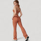 High Waist Flared Leg Stretch Pants Smooth Fabric Seamless Waistband Active Lounge Bottoms