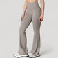 High Waist Flared Leg Stretch Pants Smooth Fabric Seamless Waistband Active Lounge Bottoms