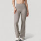 High Waist Flared Leg Stretch Pants Smooth Fabric Seamless Waistband Active Lounge Bottoms