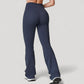 High Waist Flared Leg Stretch Pants Smooth Fabric Seamless Waistband Active Lounge Bottoms