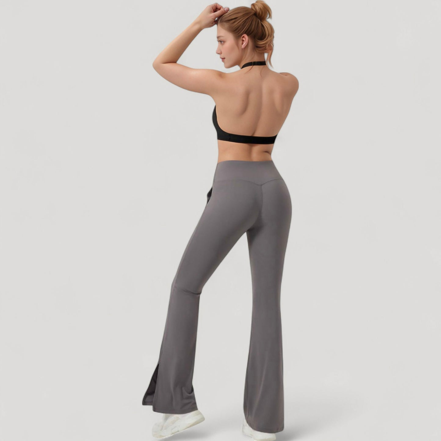 Halter Neck Sports Bra with Ruched Front Detail Low Impact Stretch Fabric Removable Padding