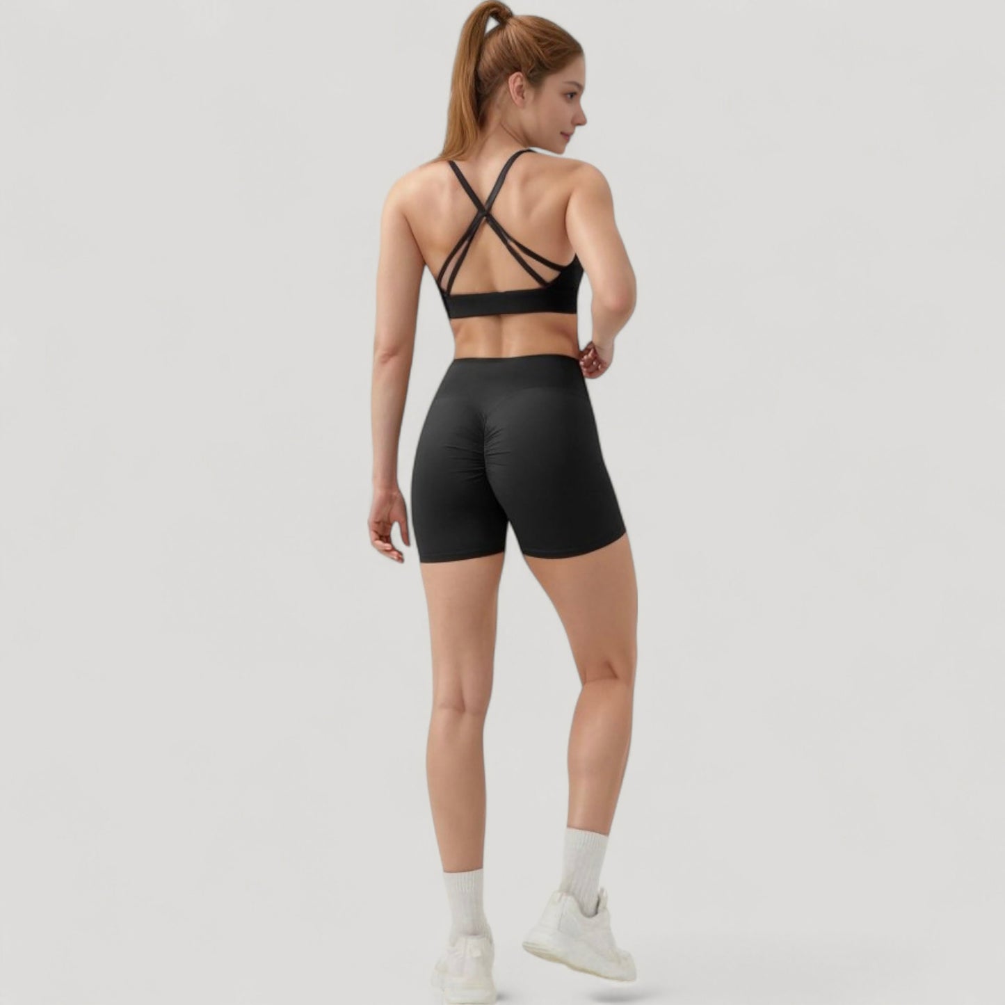 Scoop Neck Sports Bra with Adjustable Spaghetti Straps Removable Padding Stretch Fabric for Low Impact Activity