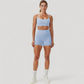 Scoop Neck Sports Bra with Adjustable Spaghetti Straps Removable Padding Stretch Fabric for Low Impact Activity