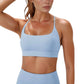 Scoop Neck Sports Bra with Adjustable Spaghetti Straps Removable Padding Stretch Fabric for Low Impact Activity
