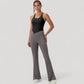 Scoop Neck Racerback Tank Top with Handkerchief Hem and Built-In Shelf Bra for Low Impact Activity