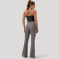 Scoop Neck Racerback Tank Top with Handkerchief Hem and Built-In Shelf Bra for Low Impact Activity