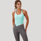 Scoop Neck Racerback Tank Top with Handkerchief Hem and Built-In Shelf Bra for Low Impact Activity