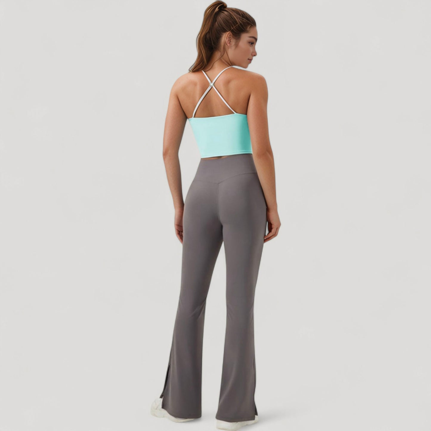 Scoop Neck Racerback Tank Top with Handkerchief Hem and Built-In Shelf Bra for Low Impact Activity
