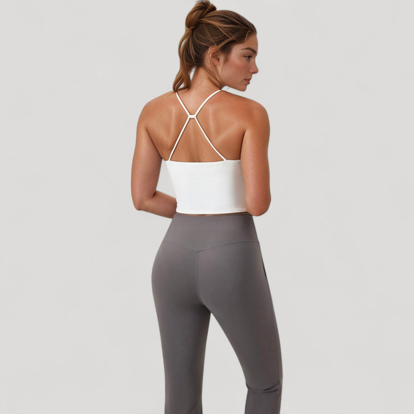 Scoop Neck Racerback Tank Top with Handkerchief Hem and Built-In Shelf Bra for Low Impact Activity