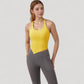 Scoop Neck Racerback Tank Top with Handkerchief Hem and Built-In Shelf Bra for Low Impact Activity