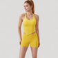 Scoop Neck Racerback Tank Top with Handkerchief Hem and Built-In Shelf Bra for Low Impact Activity