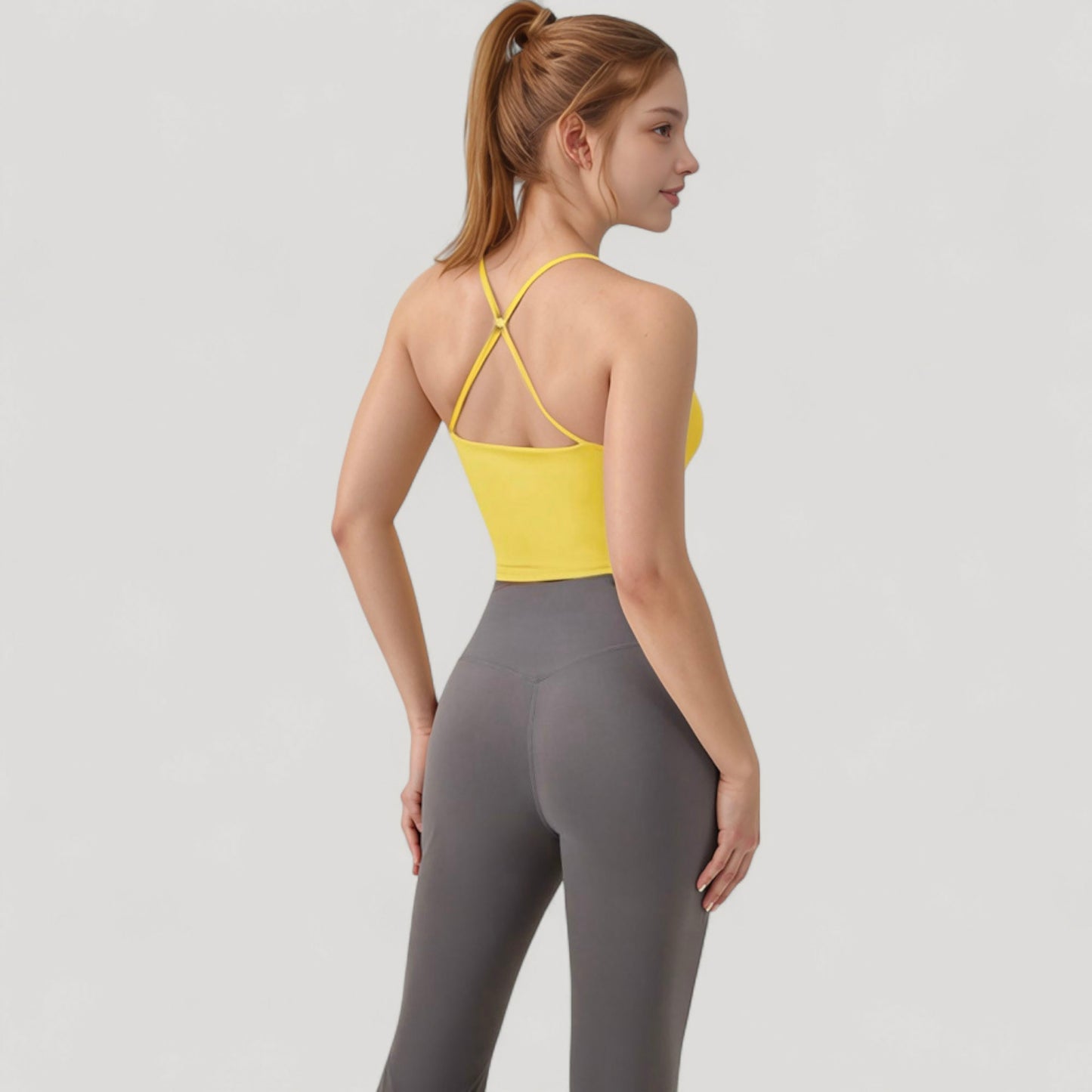 Scoop Neck Racerback Tank Top with Handkerchief Hem and Built-In Shelf Bra for Low Impact Activity