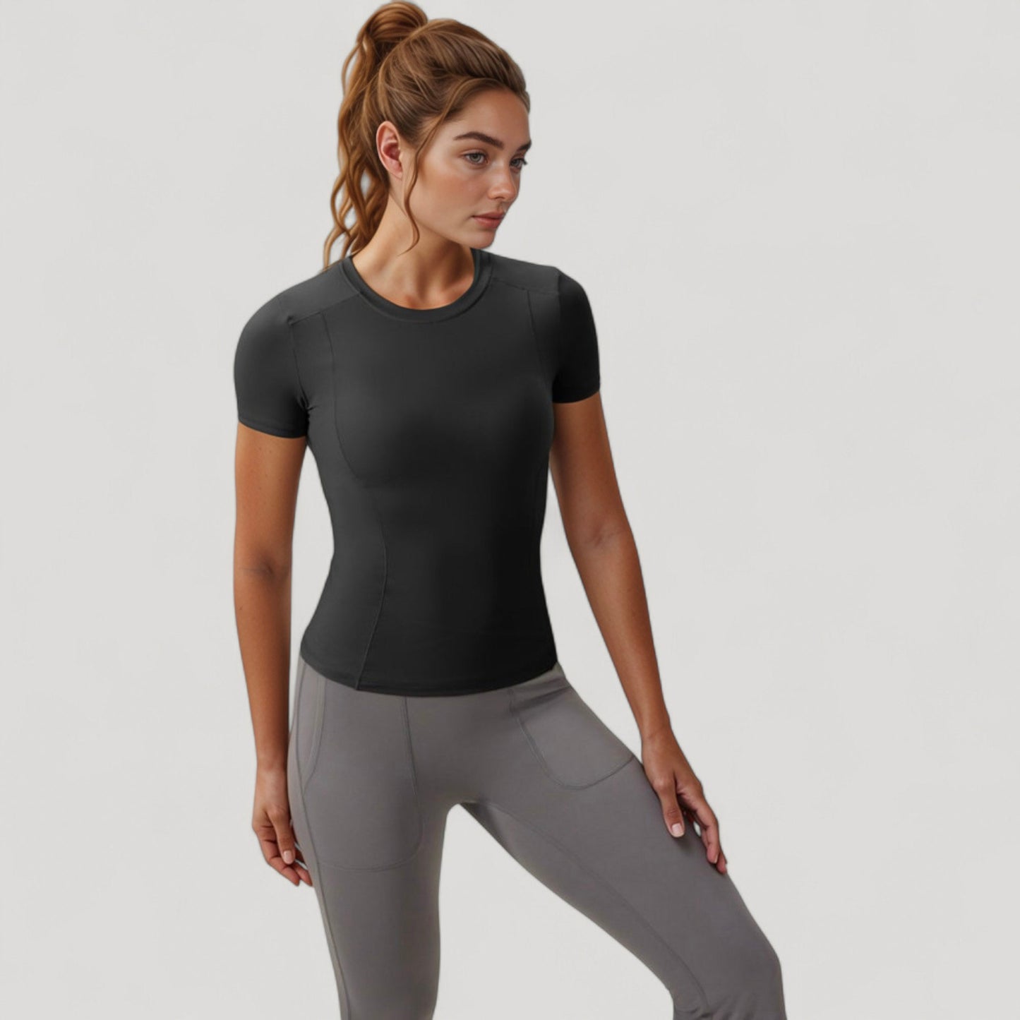 Women's Short Sleeve Performance Tee with Crew Neck and Slim Fit Stretch Fabric