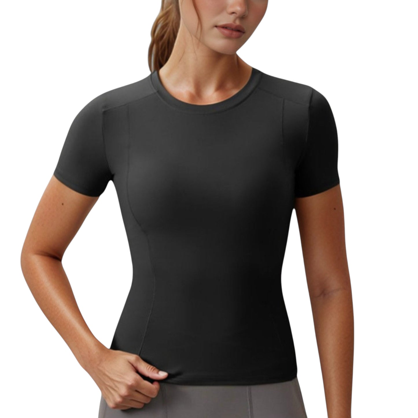 Women's Short Sleeve Performance Tee with Crew Neck and Slim Fit Stretch Fabric