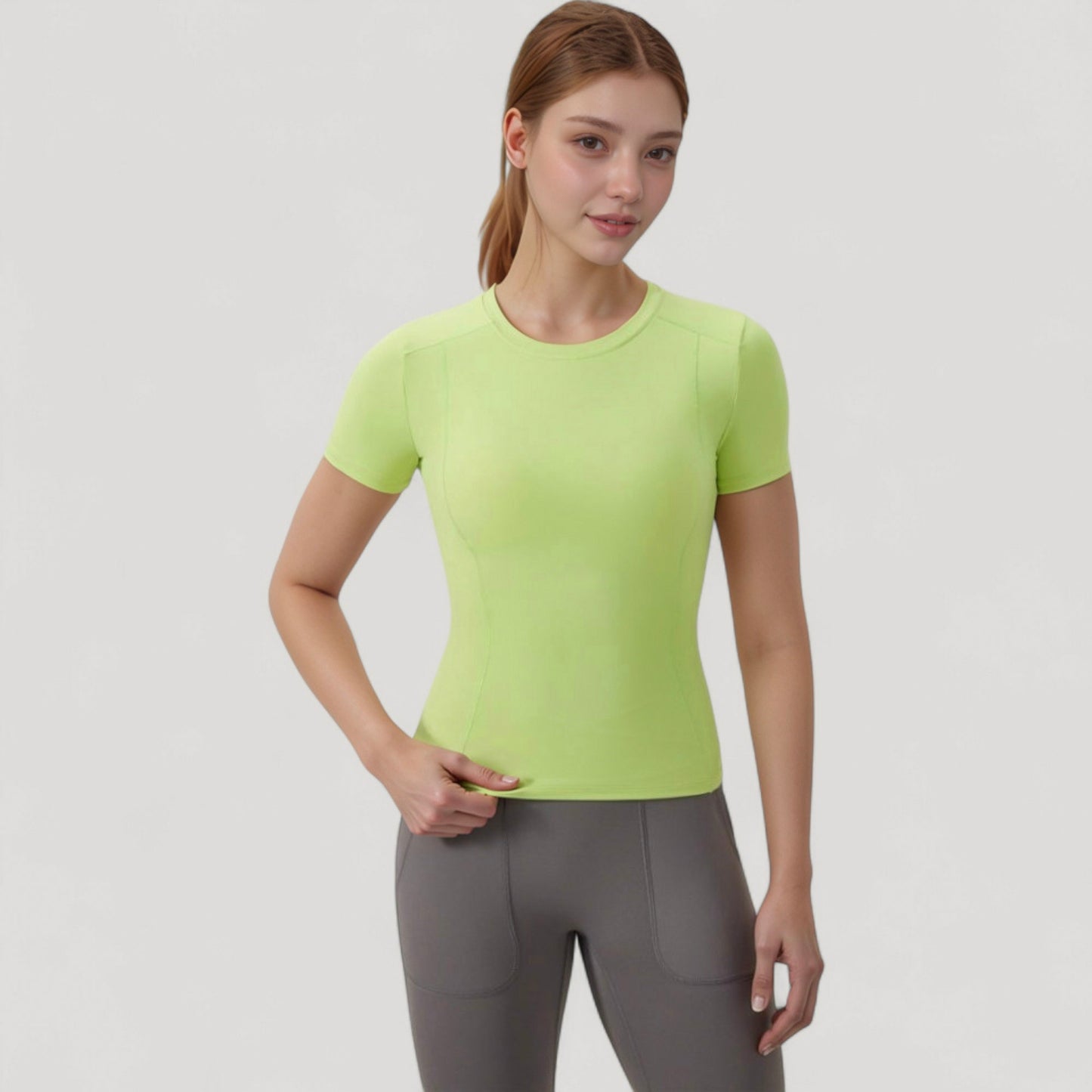 Women's Short Sleeve Performance Tee with Crew Neck and Slim Fit Stretch Fabric