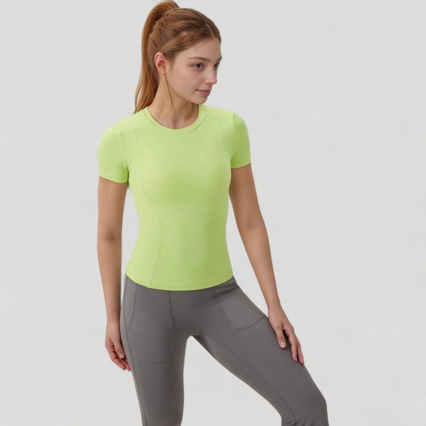 Women's Short Sleeve Performance Tee with Crew Neck and Slim Fit Stretch Fabric