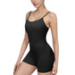 Spaghetti Strap Active Romper with Scoop Neckline and Fitted Stretch Fabric