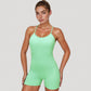 Spaghetti Strap Active Romper with Scoop Neckline and Fitted Stretch Fabric