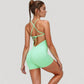 Spaghetti Strap Active Romper with Scoop Neckline and Fitted Stretch Fabric