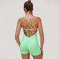 Spaghetti Strap Active Romper with Scoop Neckline and Fitted Stretch Fabric