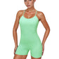 Spaghetti Strap Active Romper with Scoop Neckline and Fitted Stretch Fabric