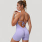 Spaghetti Strap Active Romper with Scoop Neckline and Fitted Stretch Fabric