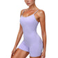 Spaghetti Strap Active Romper with Scoop Neckline and Fitted Stretch Fabric