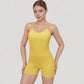 Spaghetti Strap Active Romper with Scoop Neckline and Fitted Stretch Fabric
