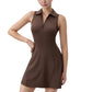 Women's Sleeveless Zip-Up Tennis Dress with Collared Neckline and Flared Hem