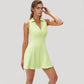 Women's Sleeveless Zip-Up Tennis Dress with Collared Neckline and Flared Hem