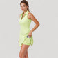 Women's Sleeveless Zip-Up Tennis Dress with Collared Neckline and Flared Hem