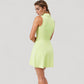 Women's Sleeveless Zip-Up Tennis Dress with Collared Neckline and Flared Hem