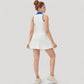 Women's Sleeveless Zip-Up Tennis Dress with Collared Neckline and Flared Hem
