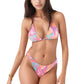 Triangle Bikini Set with Dainty Floral Print and High Cut Thong Bottom