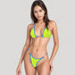 Two Piece Bikini Set with Shell Chain Detail and Contrast Trim Triangle Top and Bottom