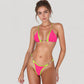 Two Piece Bikini Set with Shell Chain Detail and Contrast Trim Triangle Top and Bottom