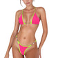 Two Piece Bikini Set with Shell Chain Detail and Contrast Trim Triangle Top and Bottom