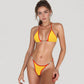 Two Piece Bikini Set with Shell Chain Detail and Contrast Trim Triangle Top and Bottom