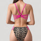 Leopard Print Bikini Set with Scoop Neck Top and Cutout Side Bottoms