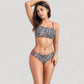 Leopard Print Bikini Set with Scoop Neck Top and Cutout Side Bottoms