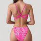 Leopard Print Bikini Set with Scoop Neck Top and Cutout Side Bottoms