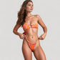 Bandeau Bikini Set with Keyhole Front and High Leg Bottoms in Checkered Texture Fabric