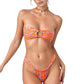 Bandeau Bikini Set with Keyhole Front and High Leg Bottoms in Checkered Texture Fabric